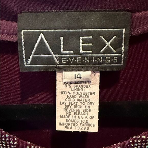 Alex Evenings Deep Purple Sparkle Jacket Size 14 - Picture 2 of 4